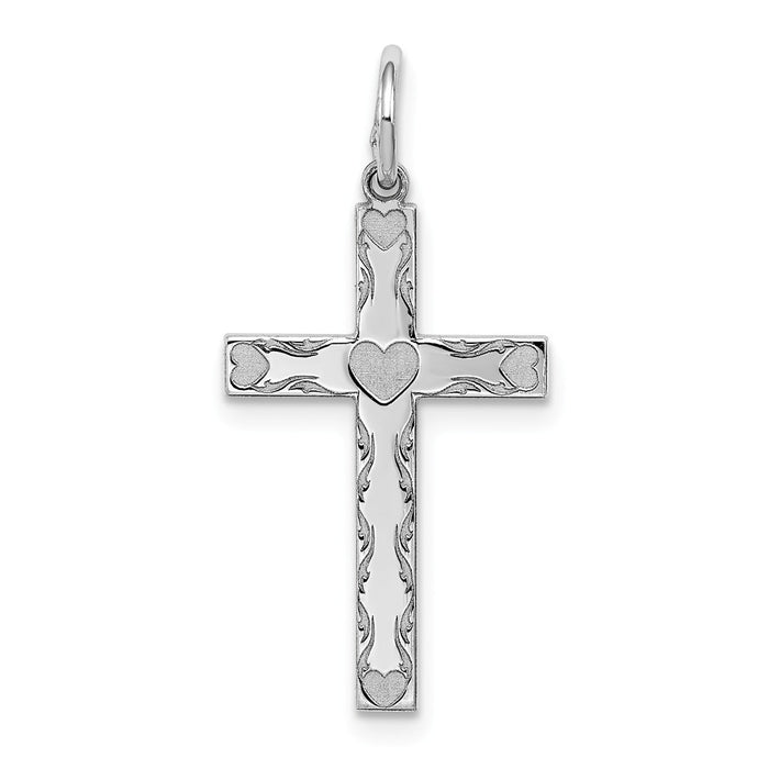 Million Charms 925 Sterling Silver Rhodium-Plated Laser Designed Relgious Cross Pendant