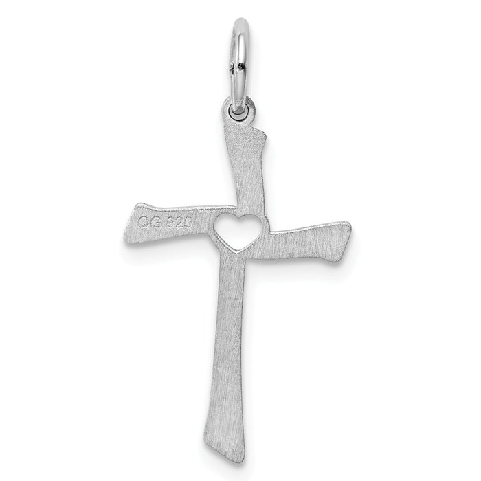 Million Charms 925 Sterling Silver Rhodium-Plated Laser Designed Relgious Cross Pendant