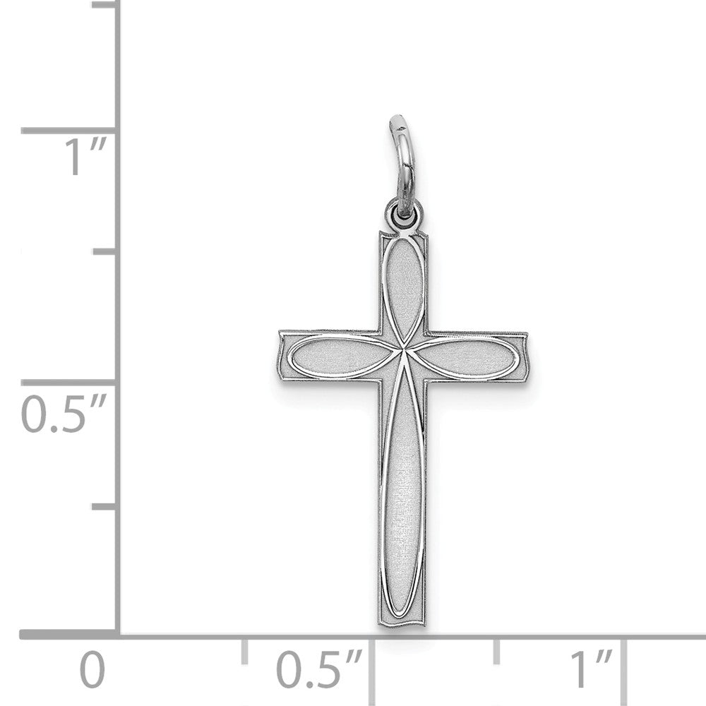 Million Charms 925 Sterling Silver Rhodium-Plated Laser Designed Relgious Cross Pendant