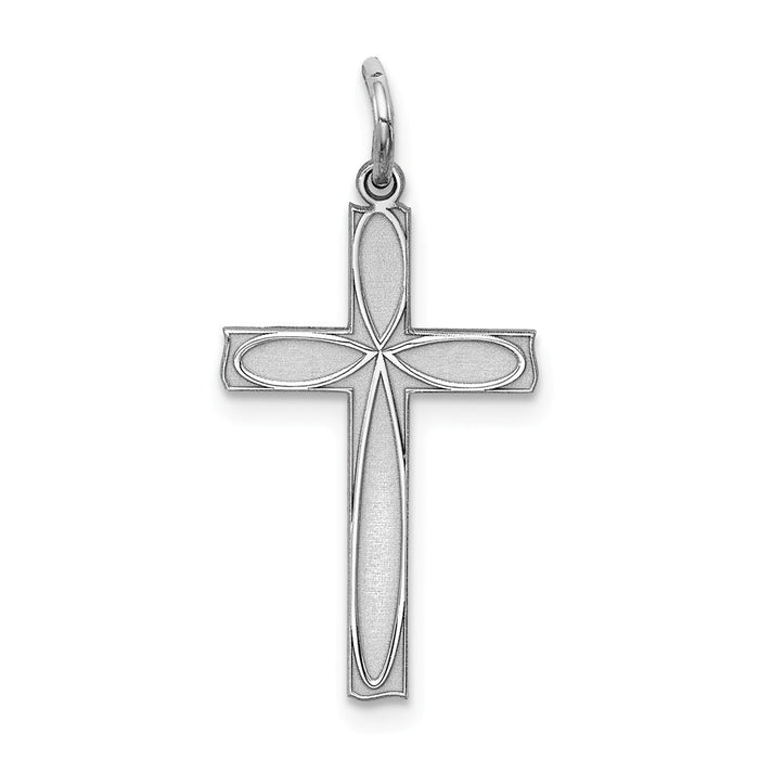 Million Charms 925 Sterling Silver Rhodium-Plated Laser Designed Relgious Cross Pendant