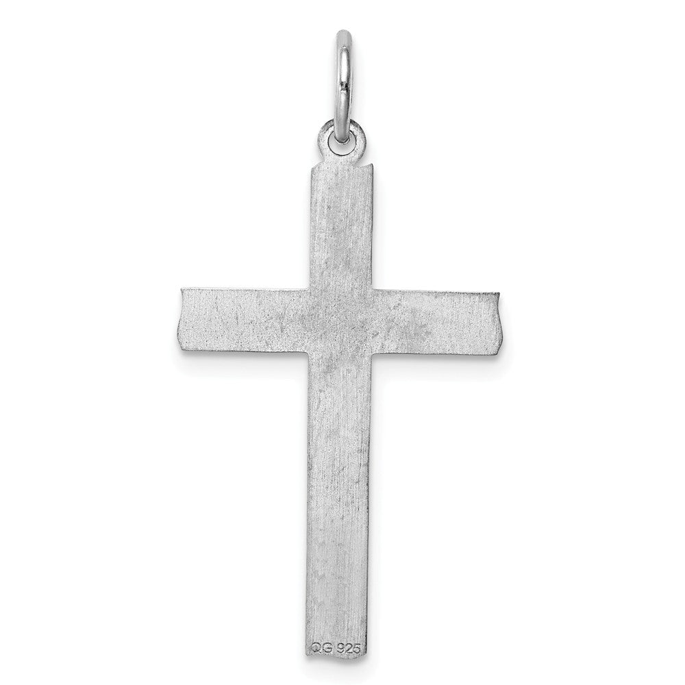 Million Charms 925 Sterling Silver Rhodium-Plated Laser Designed Relgious Cross Pendant