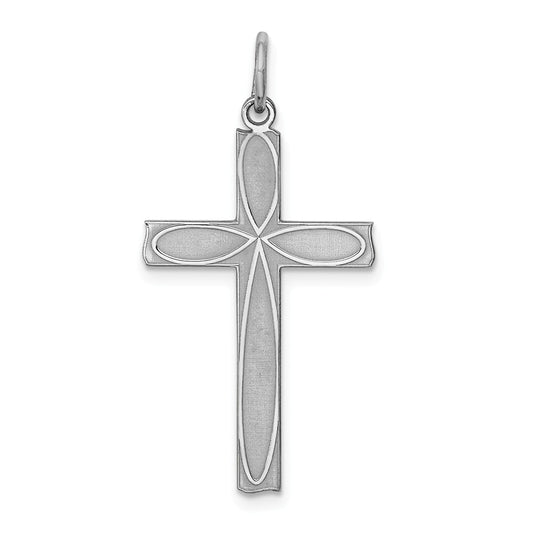 Million Charms 925 Sterling Silver Rhodium-Plated Laser Designed Relgious Cross Pendant