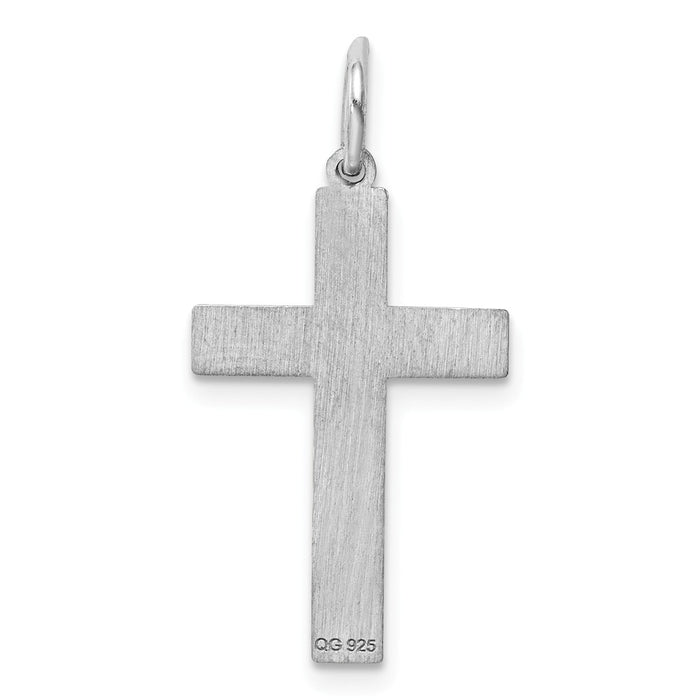 Million Charms 925 Sterling Silver Rhodium-Plated Laser Designed Relgious Cross Pendant
