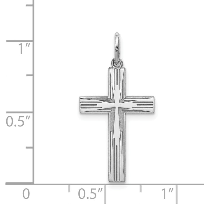Million Charms 925 Sterling Silver Rhodium-Plated Laser Designed Relgious Cross Pendant