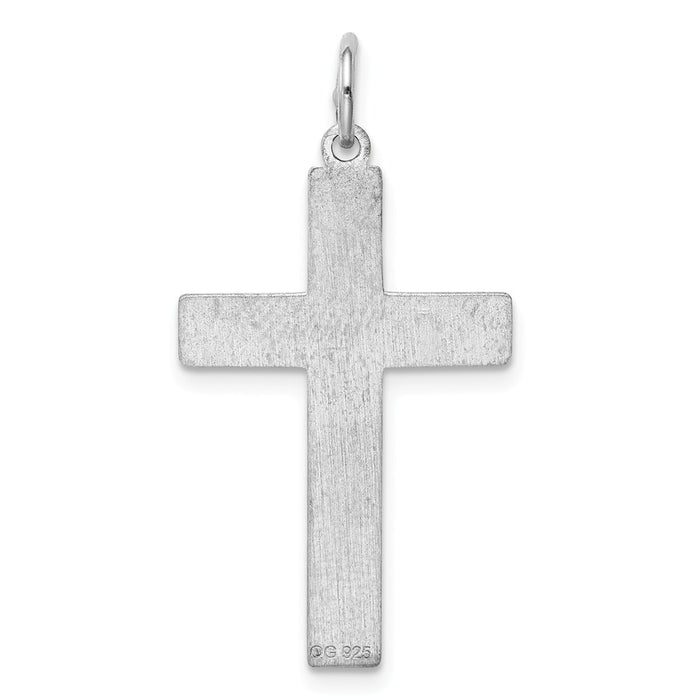 Million Charms 925 Sterling Silver Rhodium-Plated Laser Designed Relgious Cross Pendant