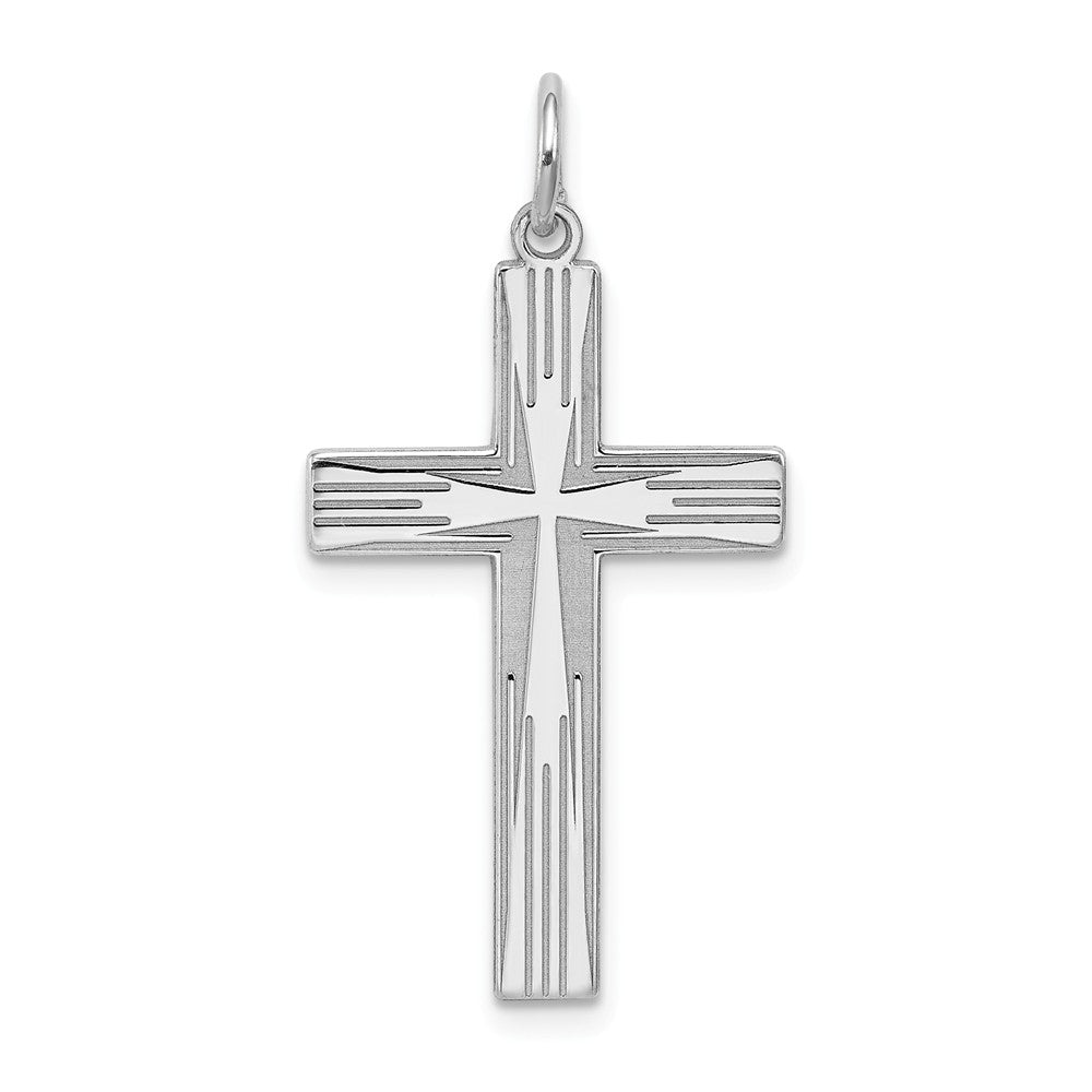 Million Charms 925 Sterling Silver Rhodium-Plated Laser Designed Relgious Cross Pendant