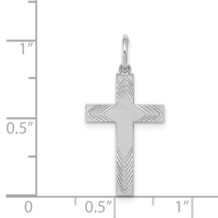 Million Charms 925 Sterling Silver Rhodium-Plated Laser Designed Relgious Cross Pendant