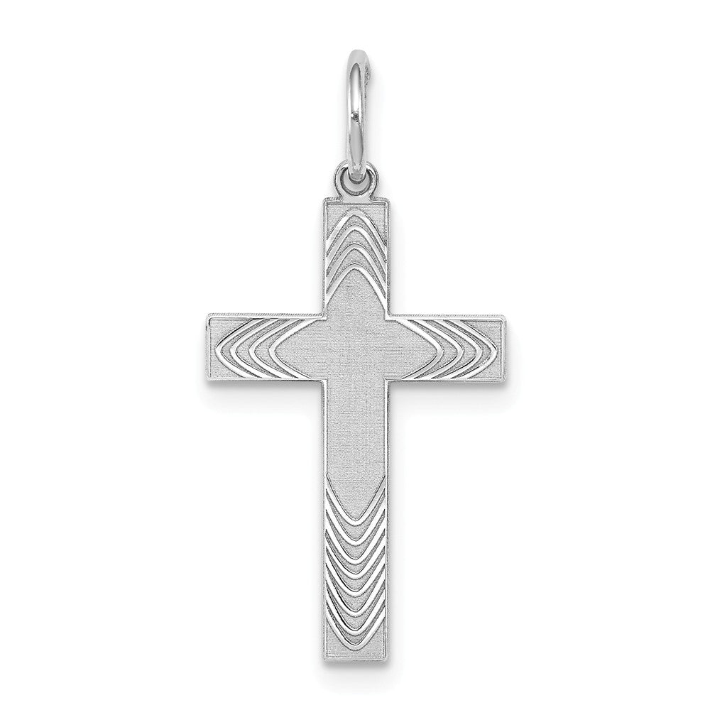 Million Charms 925 Sterling Silver Rhodium-Plated Laser Designed Relgious Cross Pendant