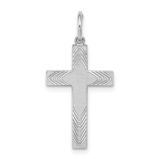 Million Charms 925 Sterling Silver Rhodium-Plated Laser Designed Relgious Cross Pendant