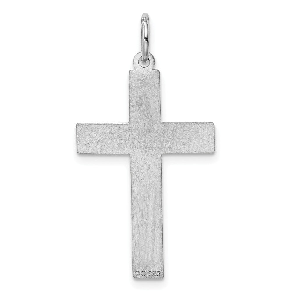 Million Charms 925 Sterling Silver Rhodium-Plated Laser Designed Relgious Cross Pendant