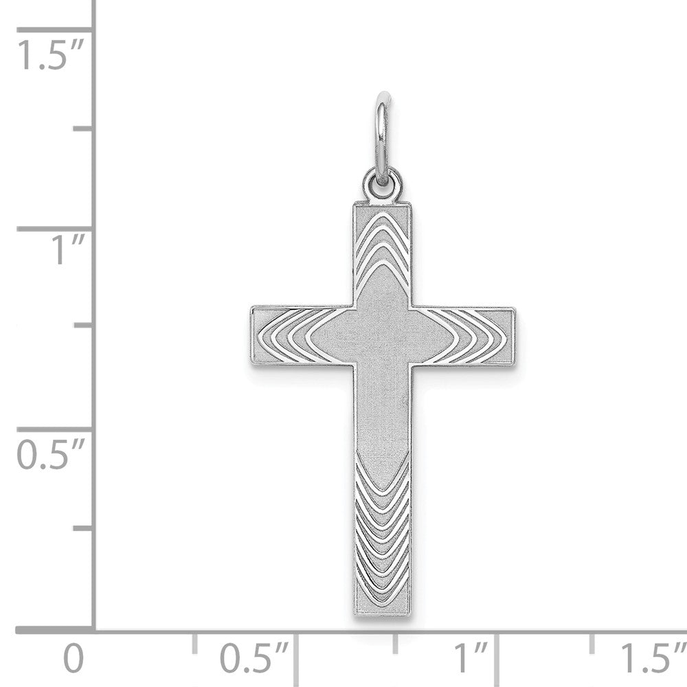 Million Charms 925 Sterling Silver Rhodium-Plated Laser Designed Relgious Cross Pendant
