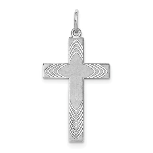 Million Charms 925 Sterling Silver Rhodium-Plated Laser Designed Relgious Cross Pendant