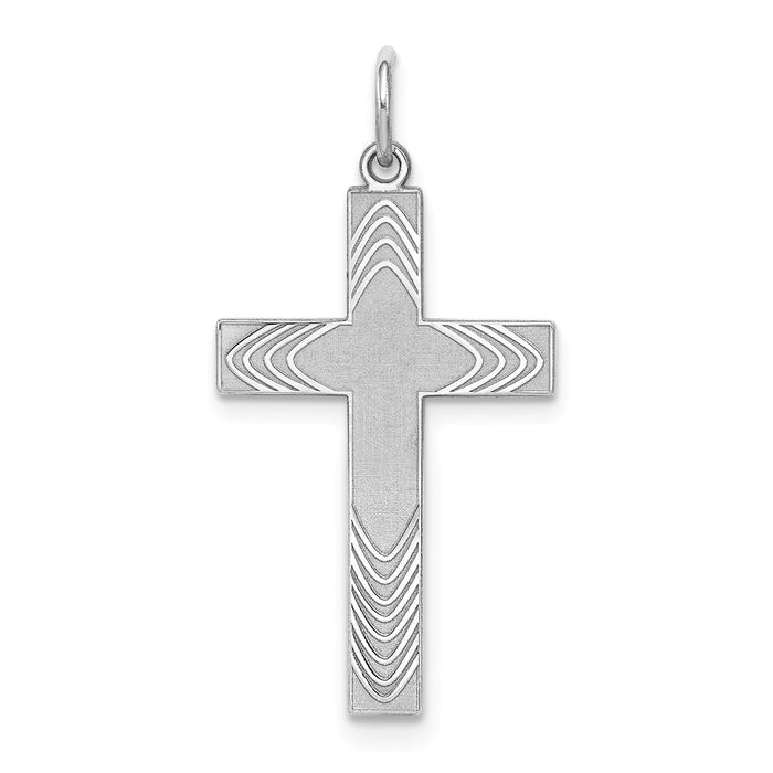 Million Charms 925 Sterling Silver Rhodium-Plated Laser Designed Relgious Cross Pendant