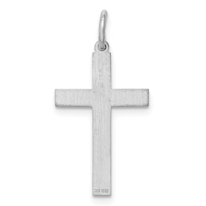 Million Charms 925 Sterling Silver Rhodium-Plated Laser Designed Relgious Cross Pendant