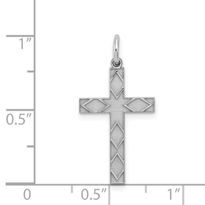 Million Charms 925 Sterling Silver Rhodium-Plated Laser Designed Relgious Cross Pendant