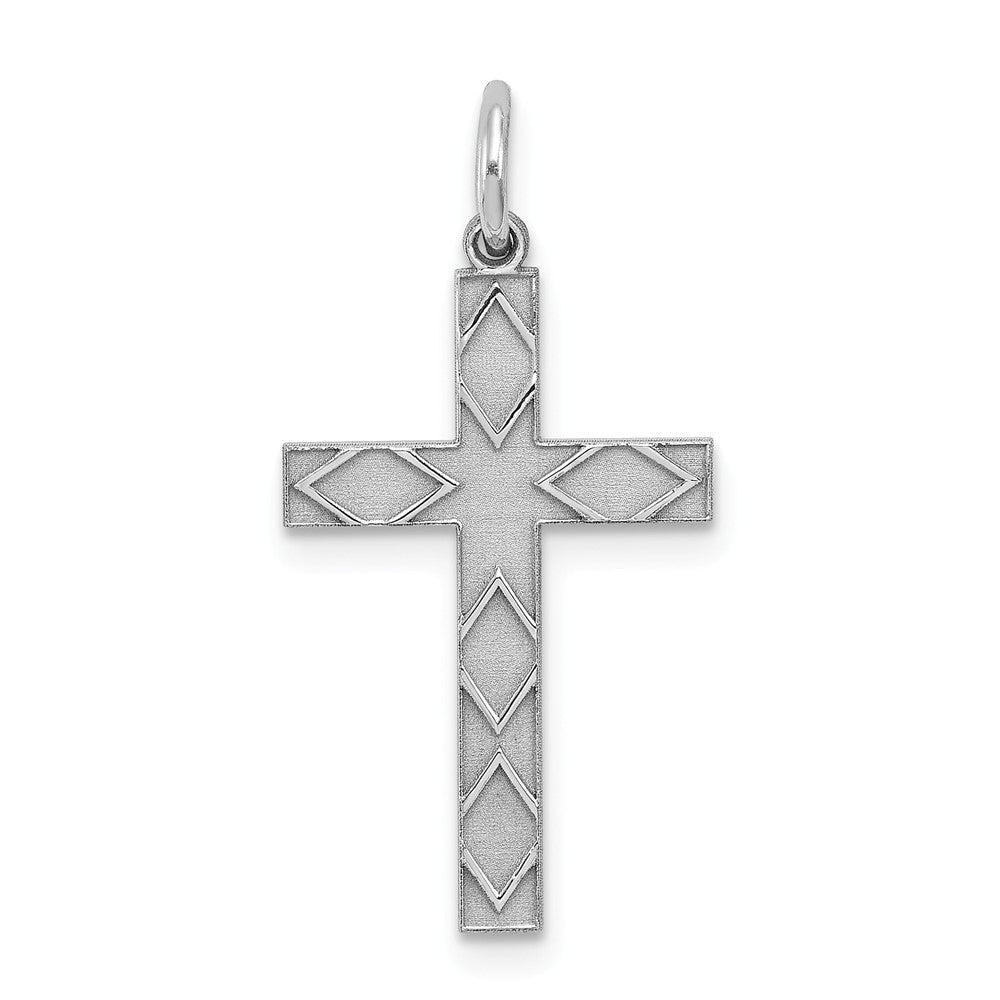 Million Charms 925 Sterling Silver Rhodium-Plated Laser Designed Relgious Cross Pendant