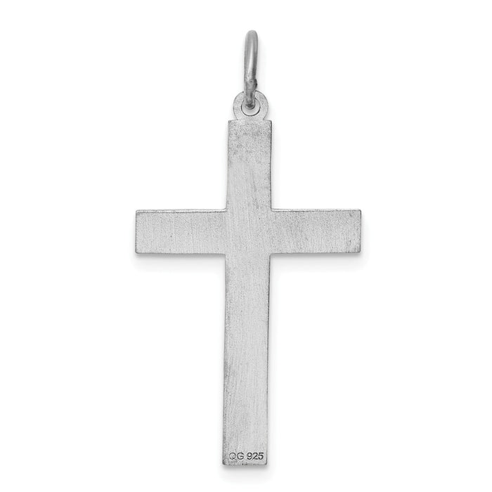 Million Charms 925 Sterling Silver Rhodium-Plated Laser Designed Relgious Cross Pendant