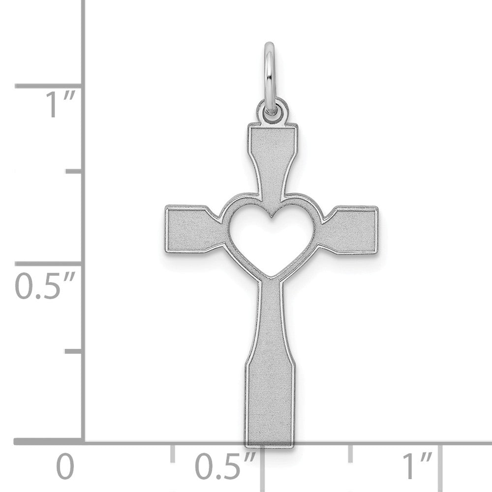 Million Charms 925 Sterling Silver Rhodium-Plated Laser Designed Relgious Cross Pendant