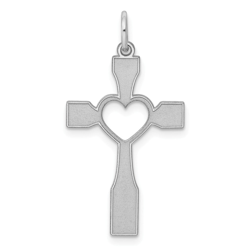 Million Charms 925 Sterling Silver Rhodium-Plated Laser Designed Relgious Cross Pendant