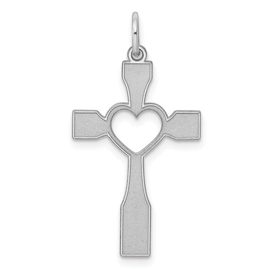 Million Charms 925 Sterling Silver Rhodium-Plated Laser Designed Relgious Cross Pendant