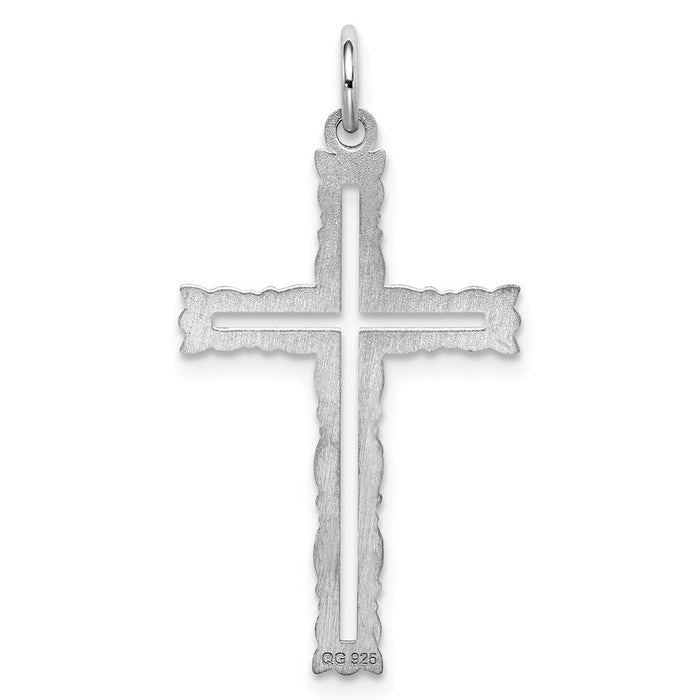Million Charms 925 Sterling Silver Rhodium-Plated Laser Designed Relgious Cross Pendant