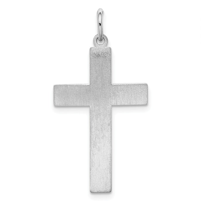 Million Charms 925 Sterling Silver Rhodium-Plated Laser Designed Relgious Cross Pendant