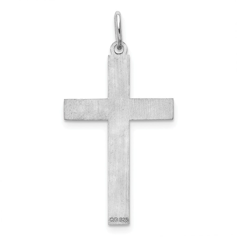 Million Charms 925 Sterling Silver Rhodium-Plated Laser Designed Relgious Cross Pendant