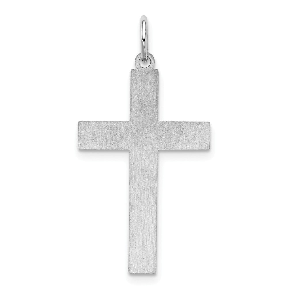 Million Charms 925 Sterling Silver Rhodium-Plated Laser Designed Relgious Cross Pendant