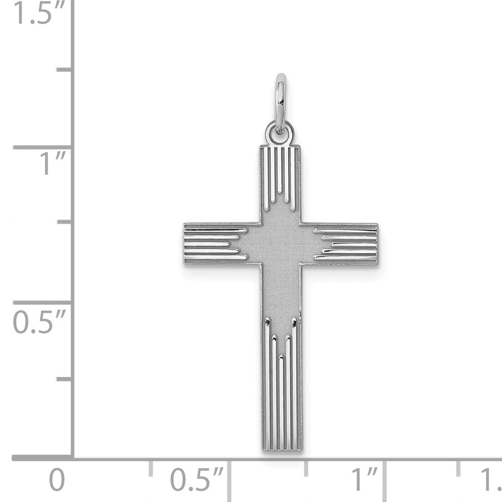 Million Charms 925 Sterling Silver Rhodium-Plated Laser Designed Relgious Cross Pendant