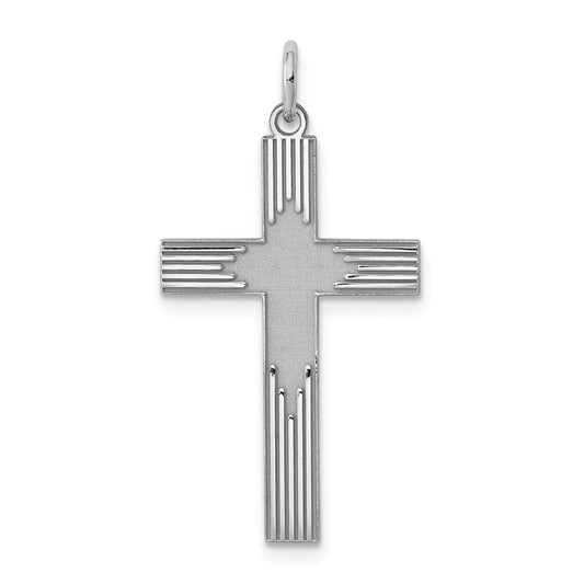 Million Charms 925 Sterling Silver Rhodium-Plated Laser Designed Relgious Cross Pendant