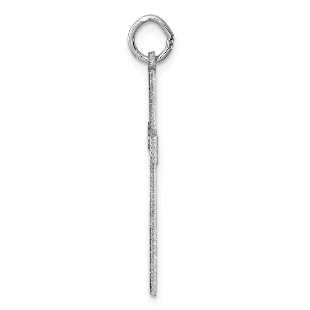 Million Charms 925 Sterling Silver Rhodium-Plated Laser Designed Relgious Cross Pendant