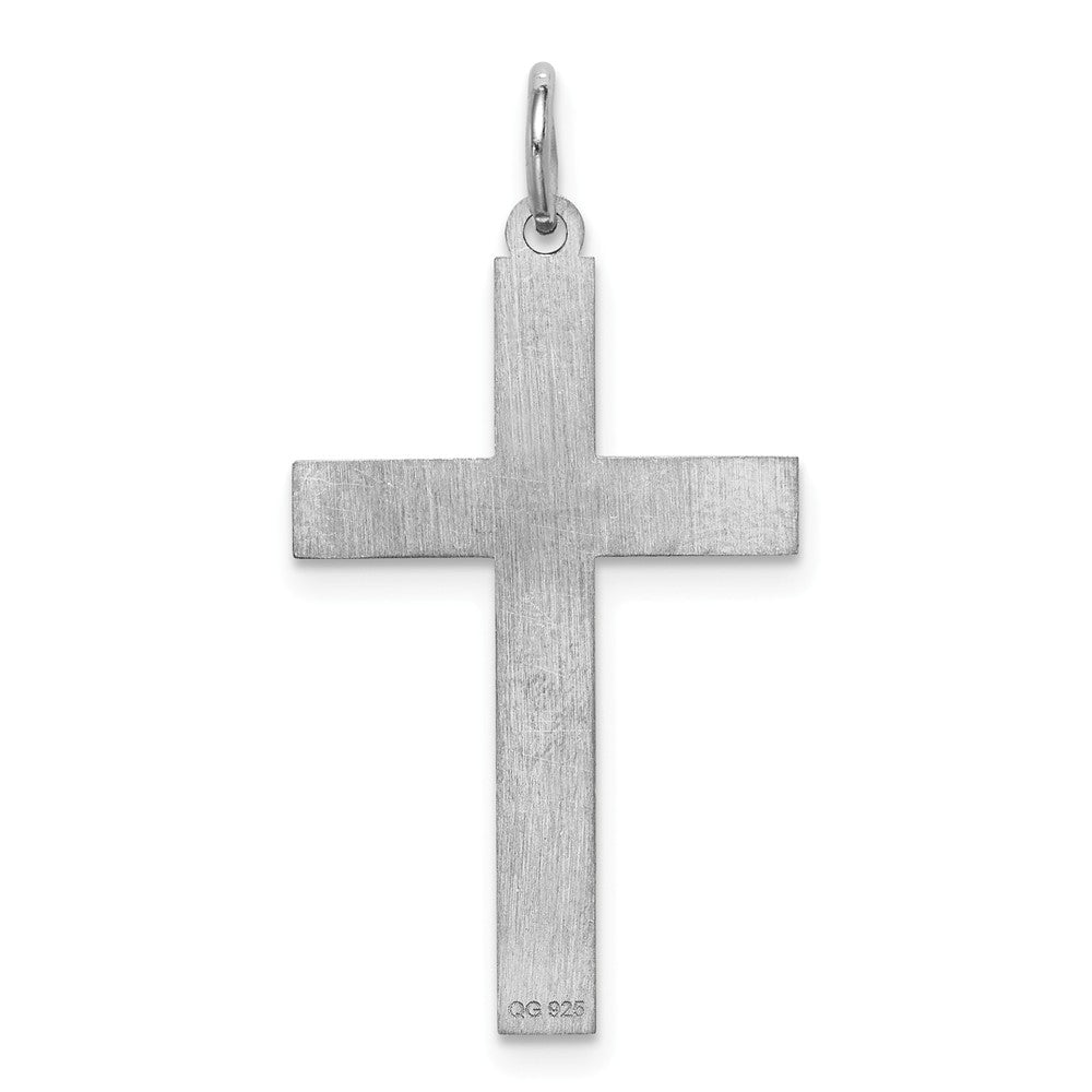 Million Charms 925 Sterling Silver Rhodium-Plated Laser Designed Relgious Cross Pendant