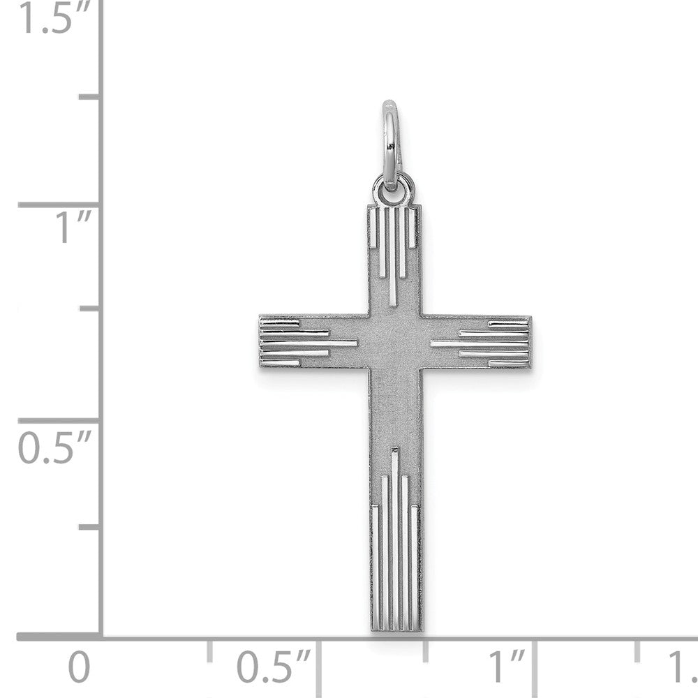 Million Charms 925 Sterling Silver Rhodium-Plated Laser Designed Relgious Cross Pendant
