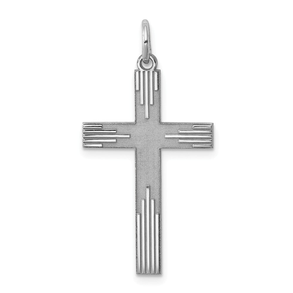 Million Charms 925 Sterling Silver Rhodium-Plated Laser Designed Relgious Cross Pendant