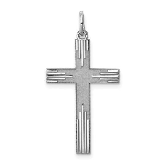 Million Charms 925 Sterling Silver Rhodium-Plated Laser Designed Relgious Cross Pendant