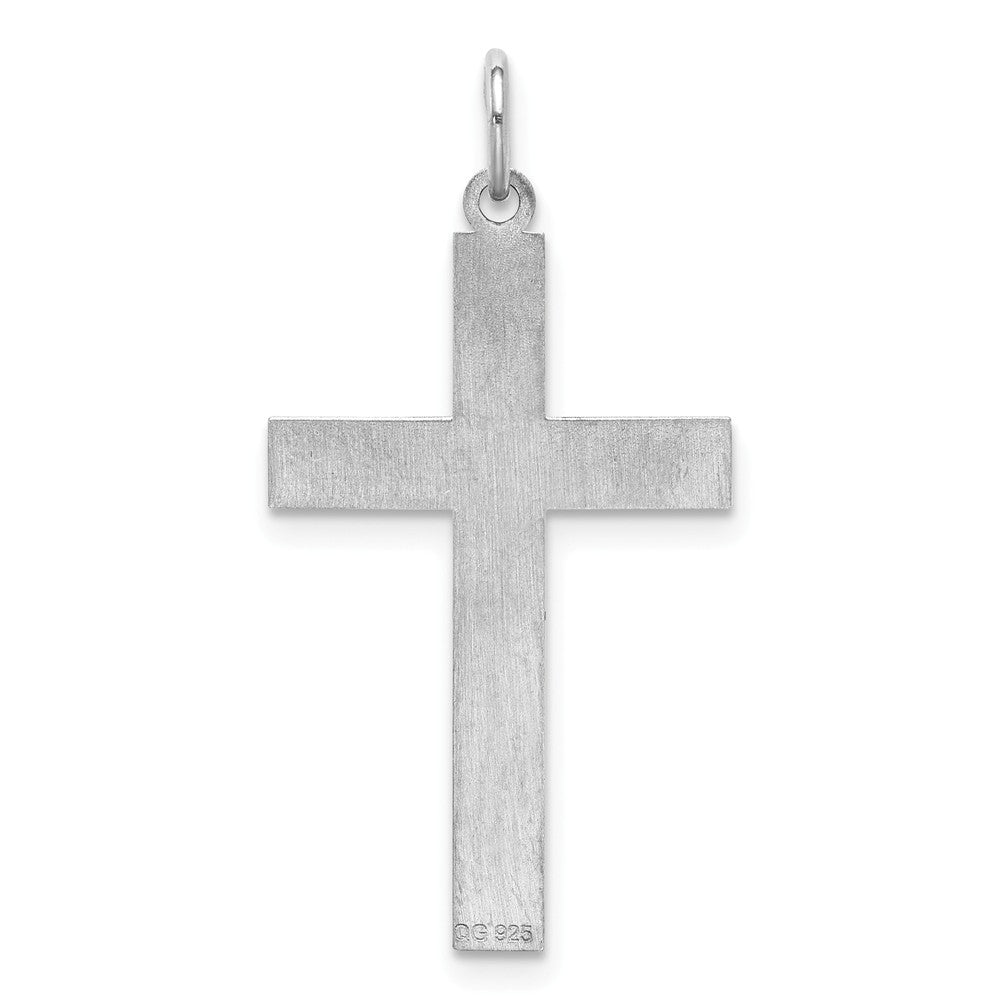 Million Charms 925 Sterling Silver Rhodium-Plated Laser Designed Relgious Cross Pendant
