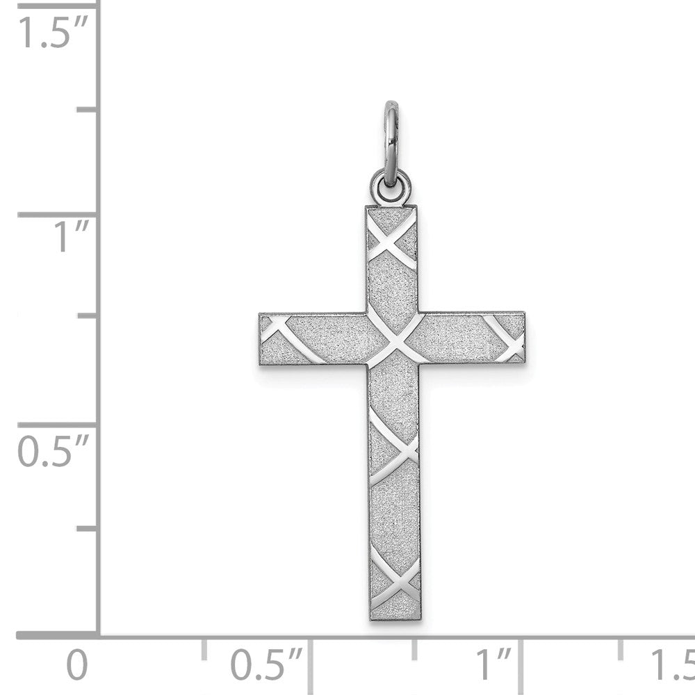 Million Charms 925 Sterling Silver Rhodium-Plated Laser Designed Relgious Cross Pendant