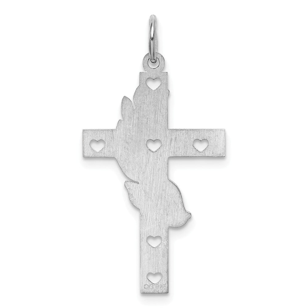 Million Charms 925 Sterling Silver Rhodium-Plated Laser Designed Relgious Cross Pendant