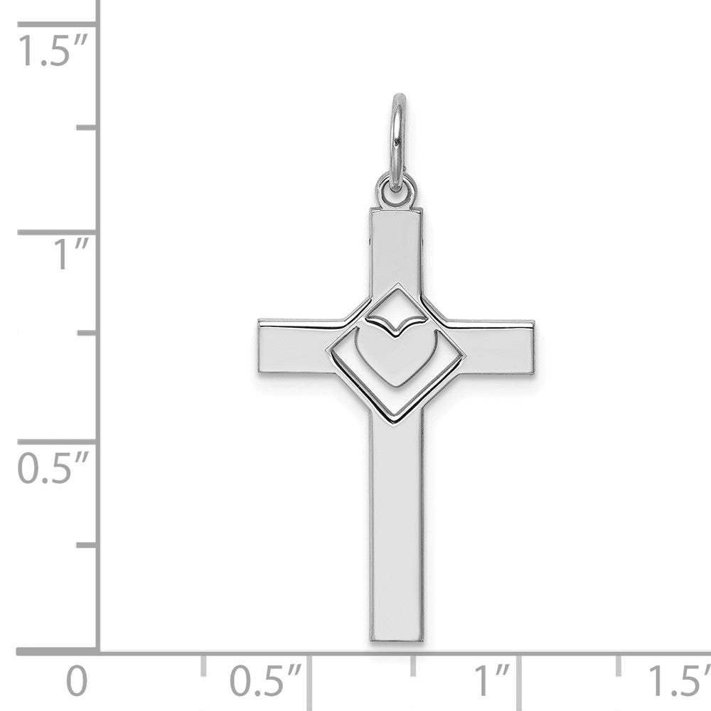 Million Charms 925 Sterling Silver Rhodium-Plated Laser Designed Relgious Cross Pendant