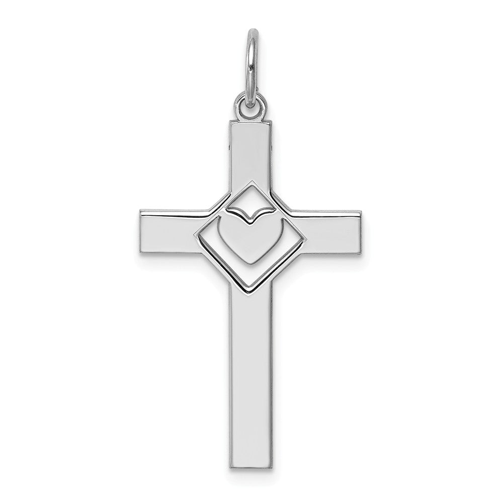 Million Charms 925 Sterling Silver Rhodium-Plated Laser Designed Relgious Cross Pendant