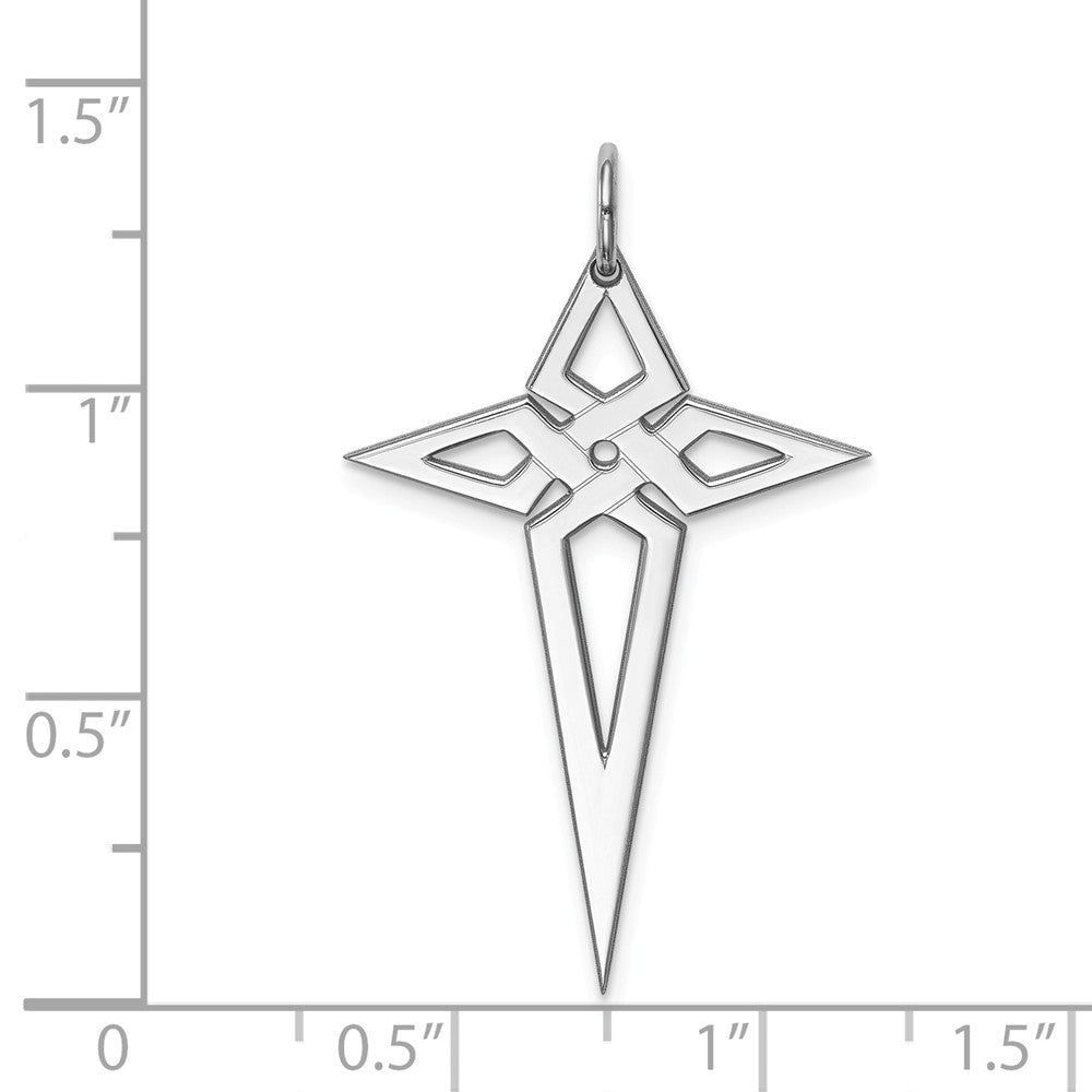 Million Charms 925 Sterling Silver Rhodium-Plated Laser Designed Relgious Cross Pendant