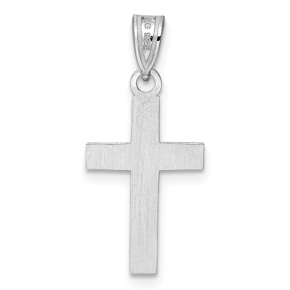 Million Charms 925 Sterling Silver Rhodium-Plated Black Enameled Relgious Cross Charm