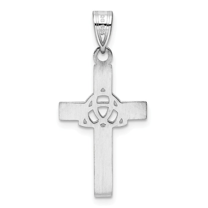 Million Charms 925 Sterling Silver Rhodium-Plated Black Enameled Trilogy Relgious Cross Charm