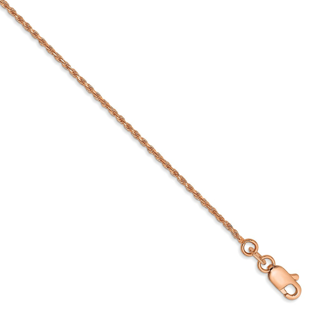 Million Charms 14K Rose Gold 1mm Diamond-Cut Rope, Chain Length: 7 inches