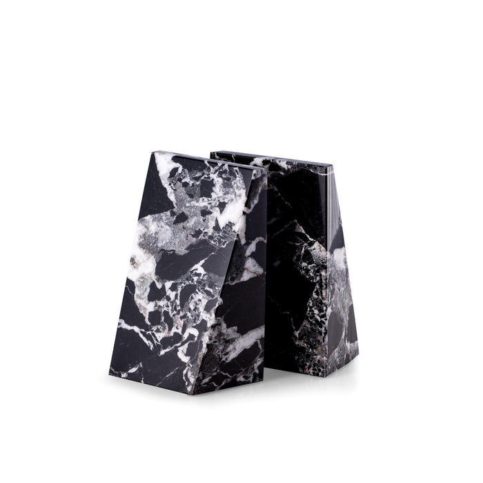 Occasion Gallery Black Zebra Marble Color Black "Zebra" Marble Wedge Bookends. 4 L x 2.5 W x 6 H in.