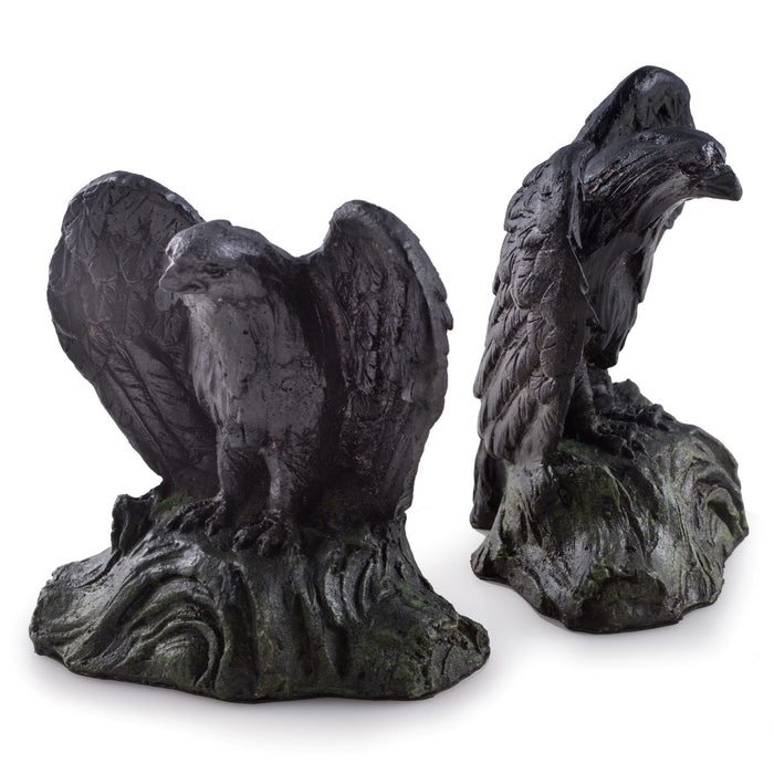Occasion Gallery Brown/Gold Color Resin Cast Eagle Bookends with Antique Gold and Patina Finish. 3.75 L x 3.75 W x 6.5 H in.