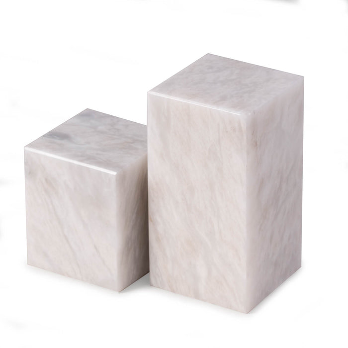 Occasion Gallery White  Color White Marble Cube Design Bookends 3.5 L x 3.5 W x 6.5 H in.
