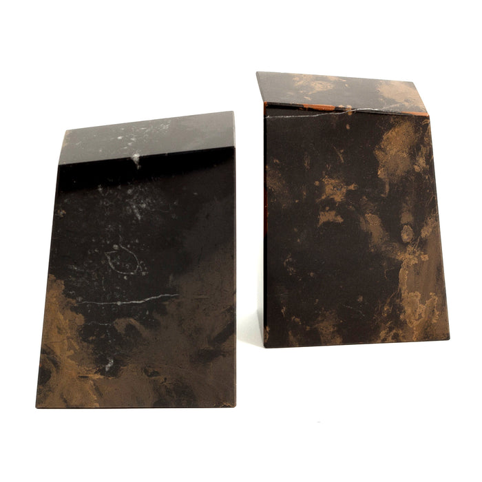 Occasion Gallery Black/Brown Color "Tiger Eye" Marble Bookends. 4.5 L x 2 W x 6 H in.