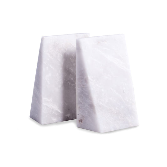 Occasion Gallery White Marble Wedge Bookends. 5 L x 2.75 W x 7.5 H in.