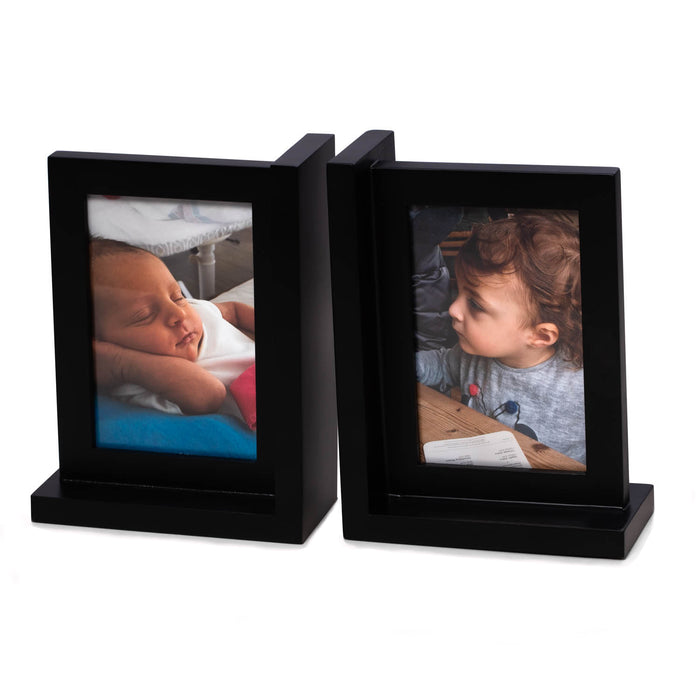 Occasion Gallery Black Color Picture frame black bookend in solid wood  6 L x 3 W x 8.25 H in.